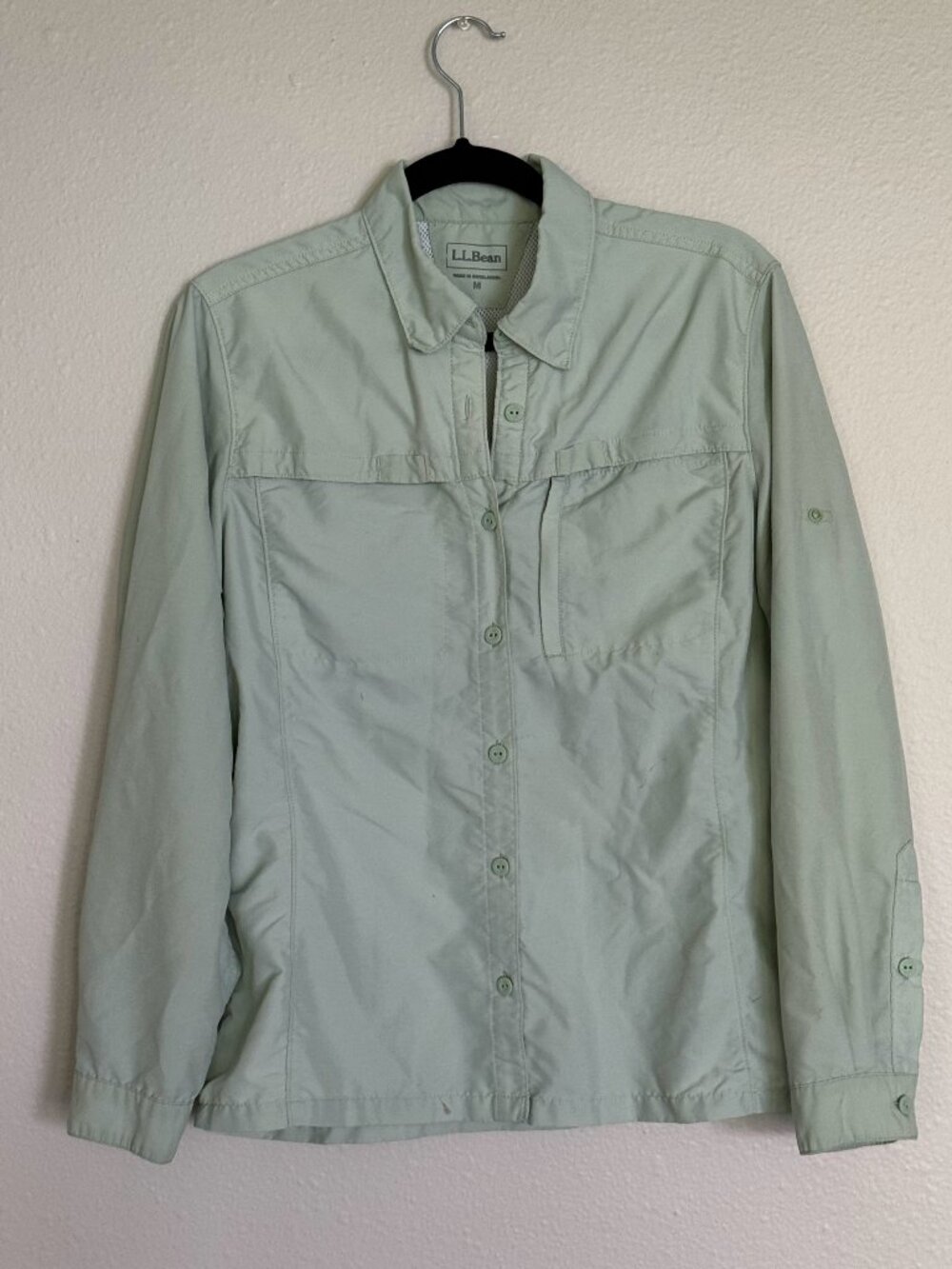 LL Bean Tropicwear Fishing Shirt Womens M Green Vented Long Sleeve Hiking 0GRU3